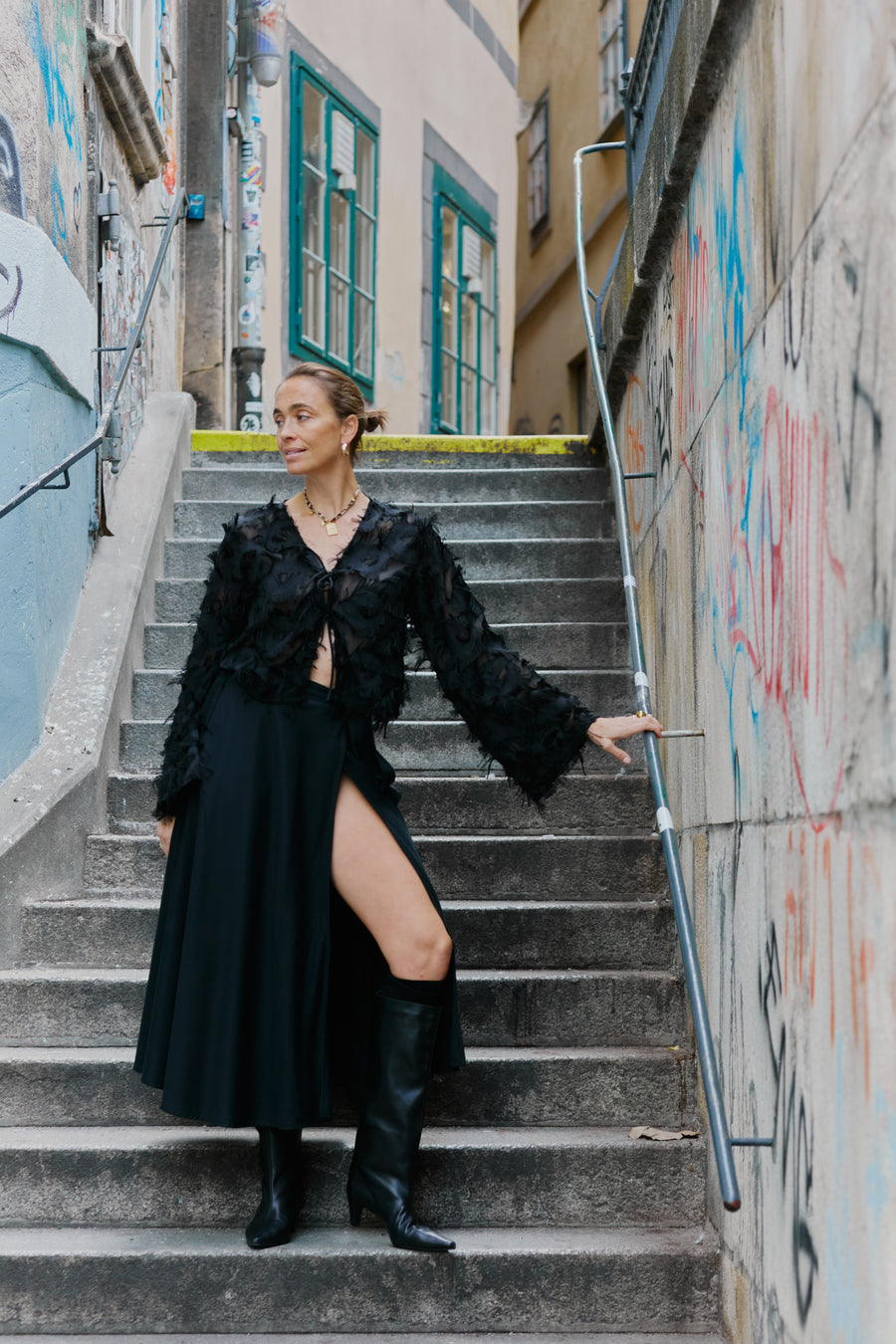 Mar Blouse Black Feathers