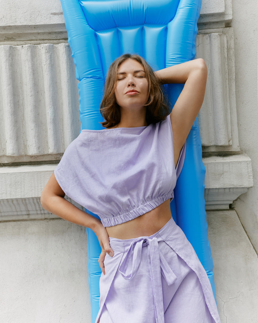 Adina Short Sleeve Crop Top Lila