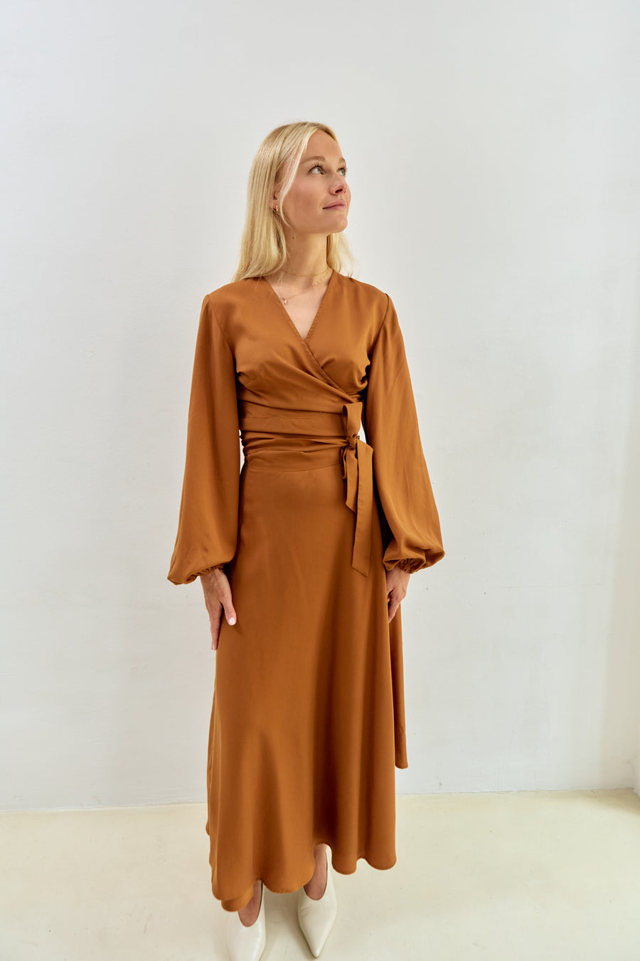 Nina Midi Wrap Skirt Lyocell Orange