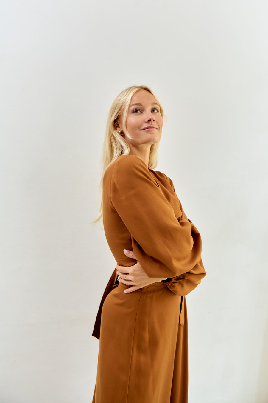 Katja Wrap Blouse Lyocell Orange-Brown