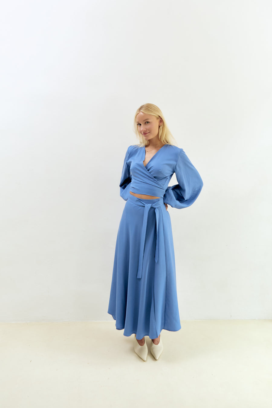 Nina Midi Wrap Skirt Lyocell Blue