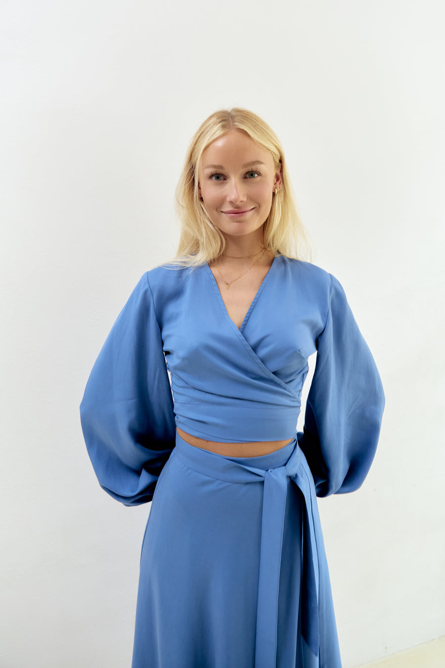 Katja Wrap Blouse Lyocell Blue