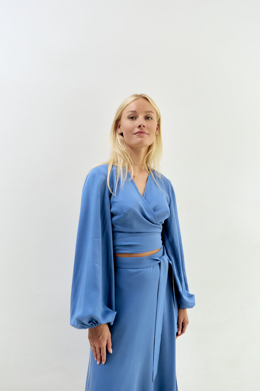 Katja Wrap Blouse Lyocell Blue