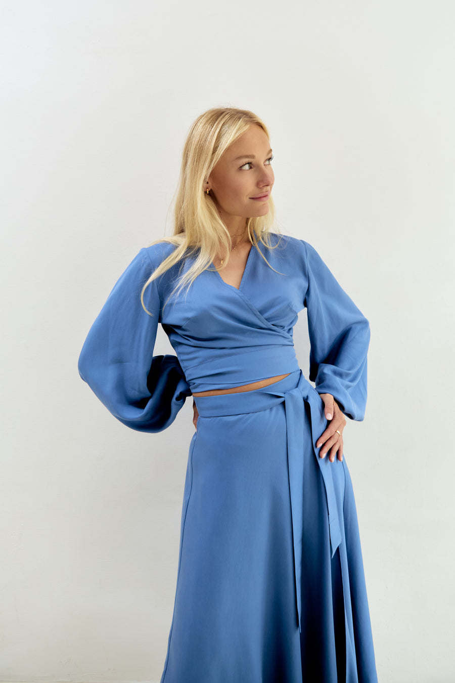 Katja Wrap Blouse Lyocell Blue