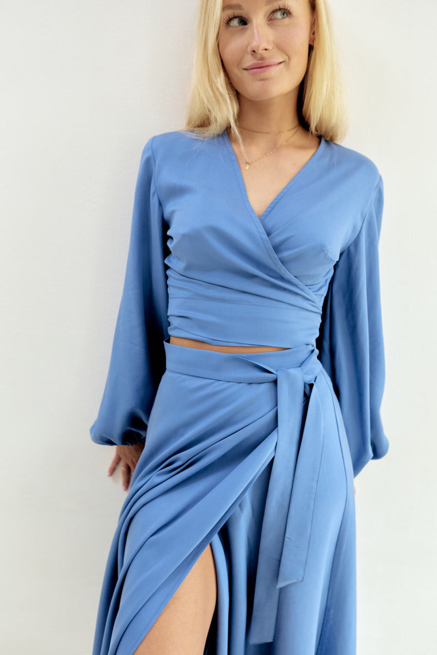 Katja Wrap Blouse Lyocell Blue