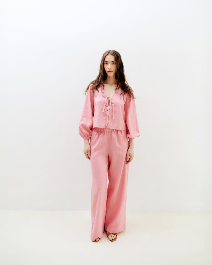 Karizza Straight Pants Coral Linen