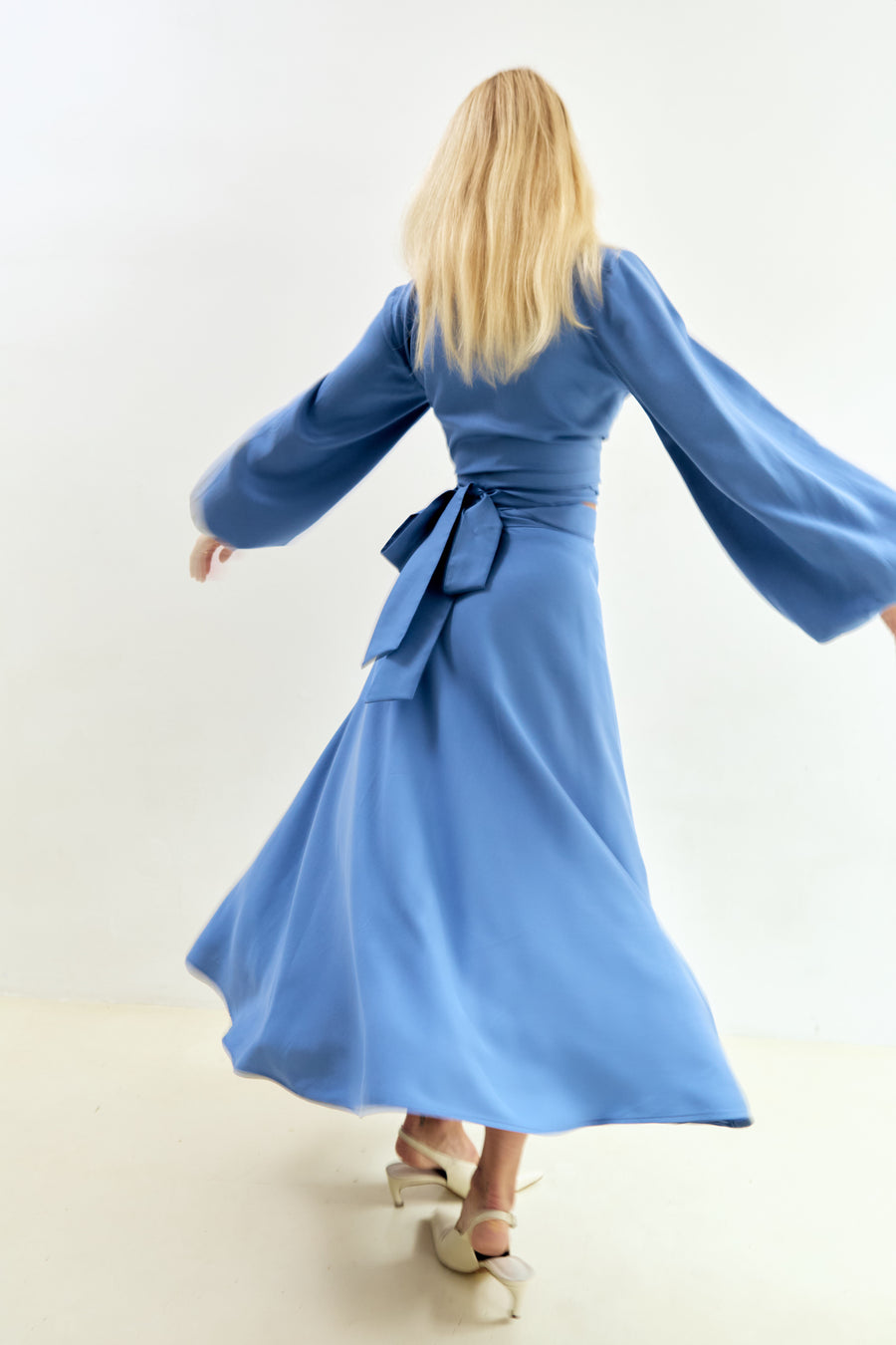 Nina Midi Wrap Skirt Lyocell Blue