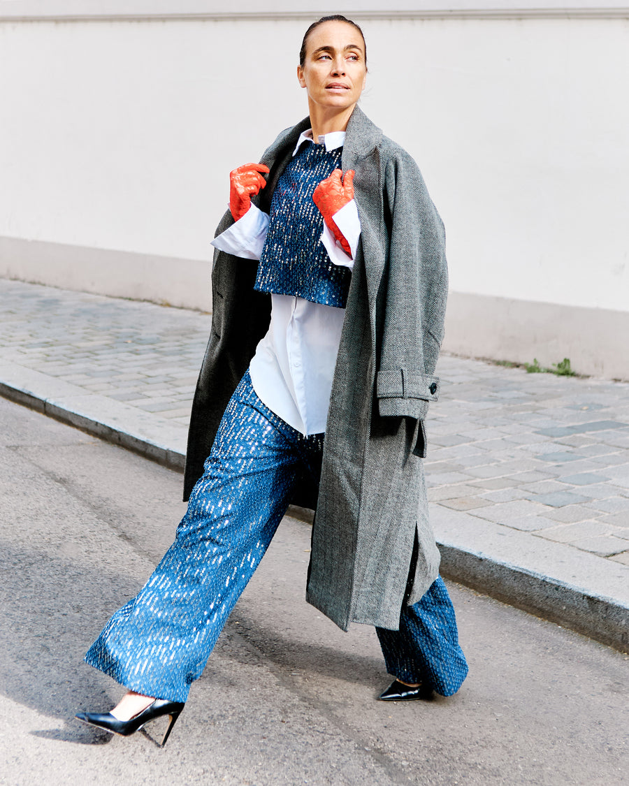 Karizza Straight Pants Denim Sequins