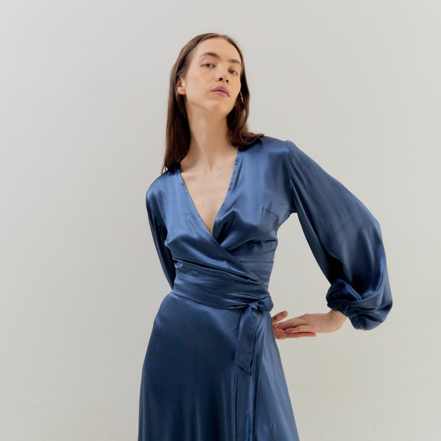 Katja Wrap Blouse Blue