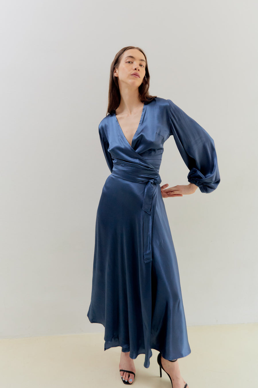 Nina Midi Wrap Skirt Blue