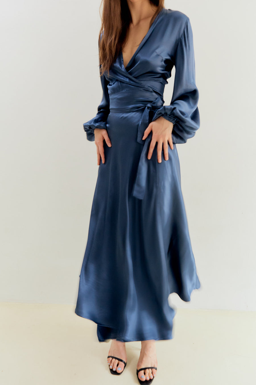 Nina Midi Wrap Skirt Blue