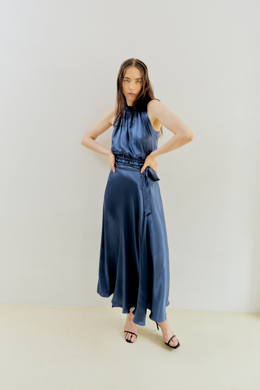 Nina Midi Wrap Skirt Blue
