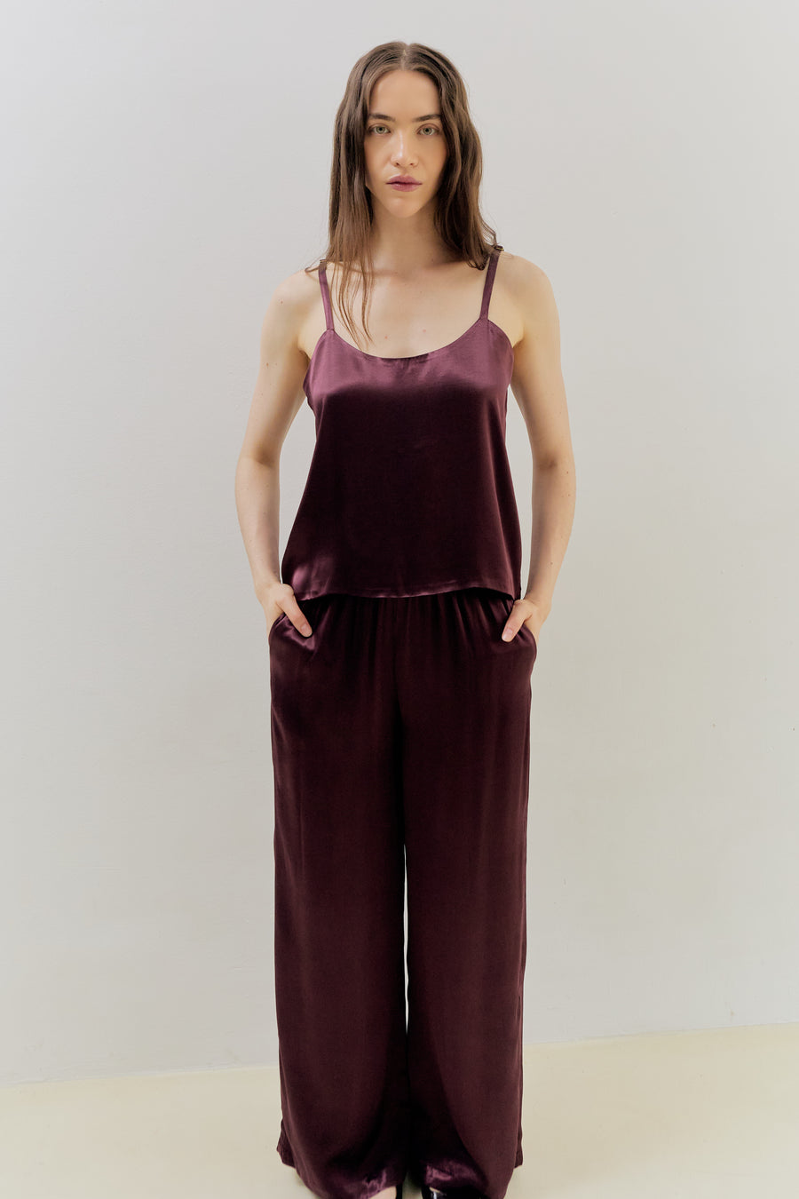 Isabel Spaghetti Sleeves Top Bordeaux