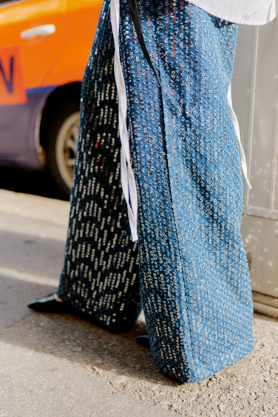 Karizza Straight Pants Denim Sequins