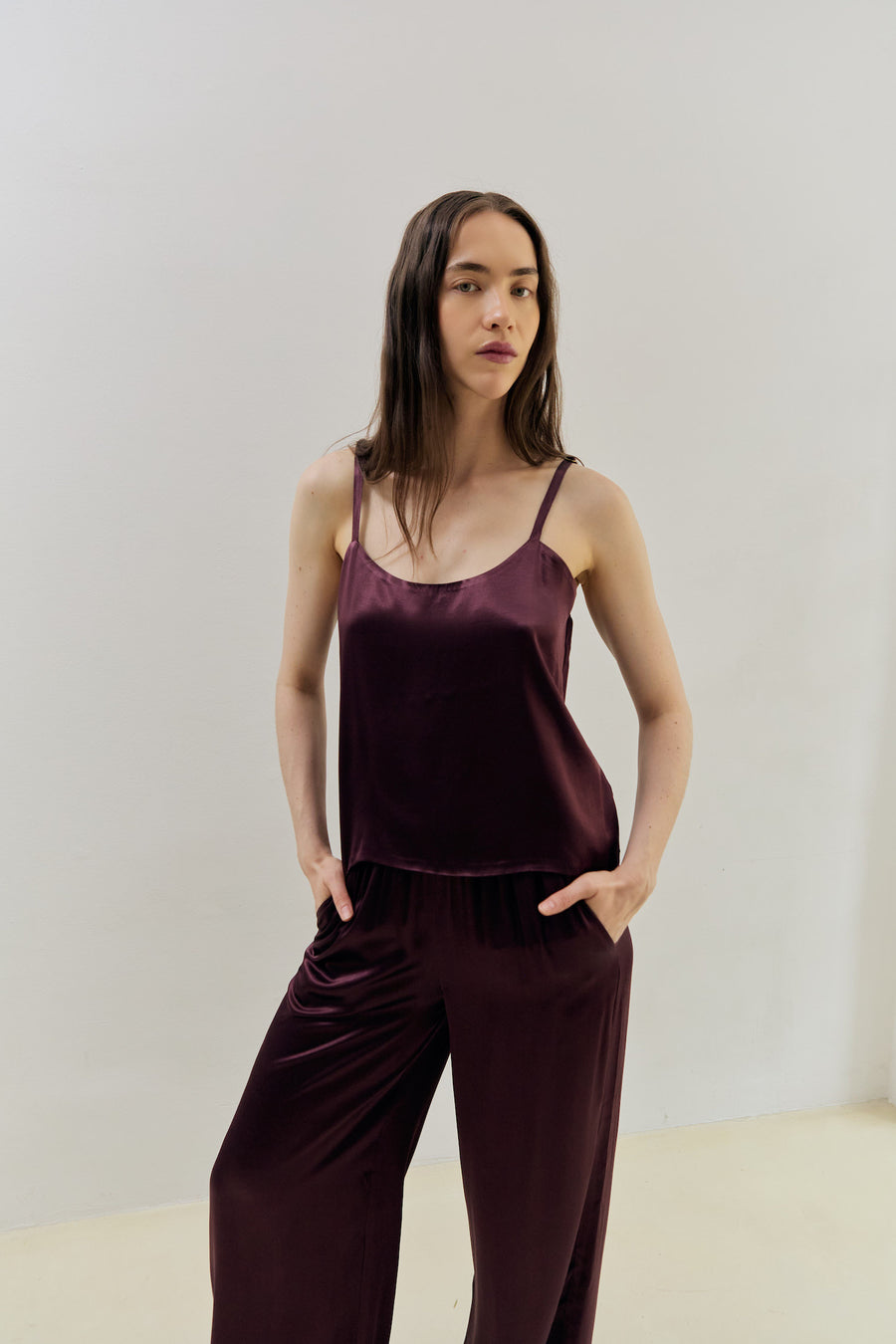 Isabel Spaghetti Sleeves Top Bordeaux