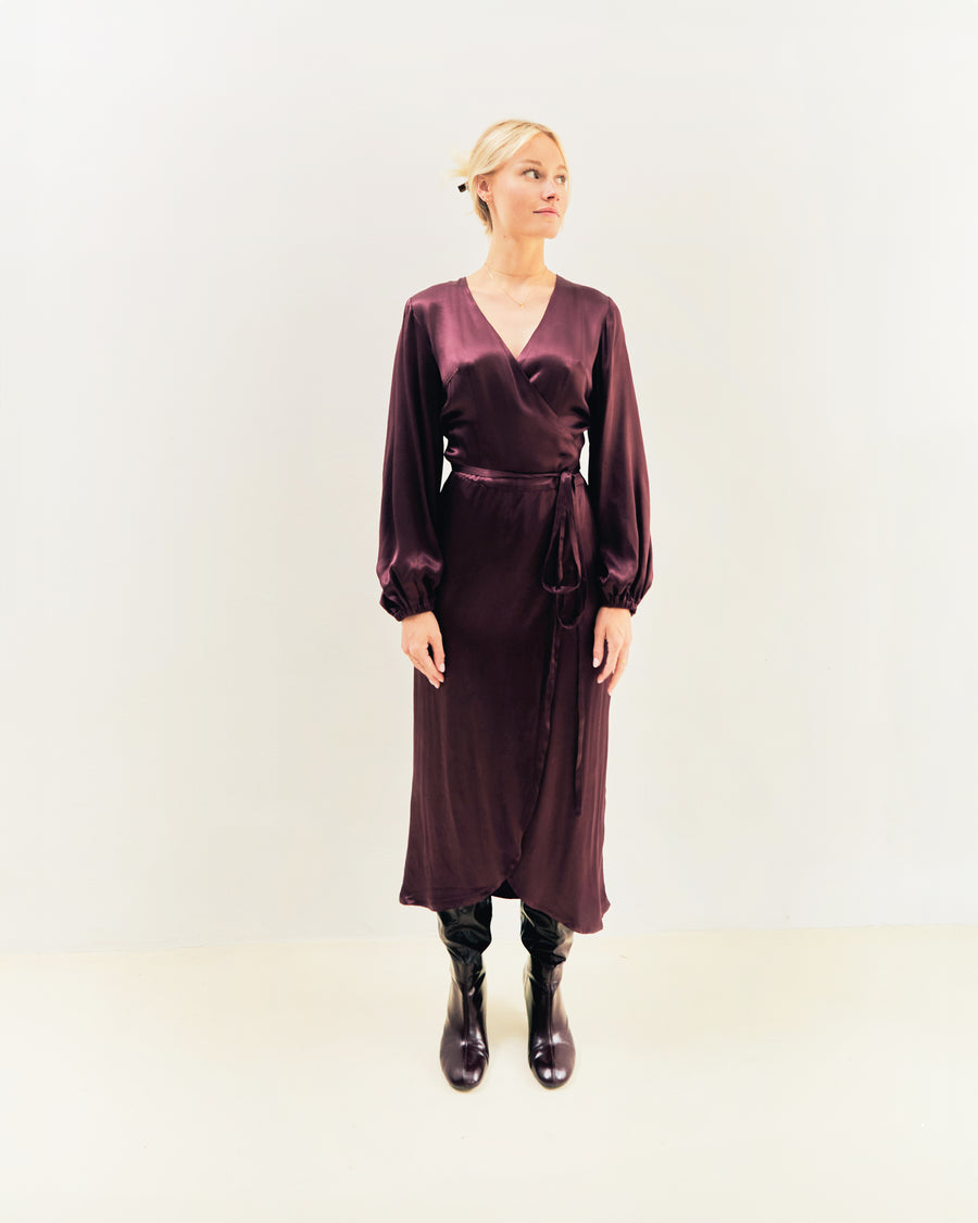 Tulip Wrap Dress Bordeaux