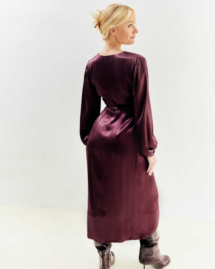Tulip Wrap Dress Bordeaux