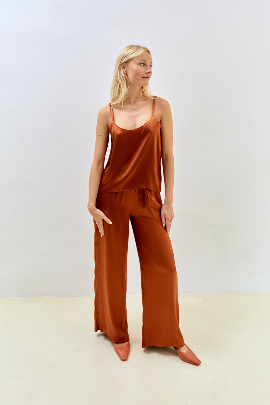 Isabel Spaghetti Sleeves Top Amber Haze