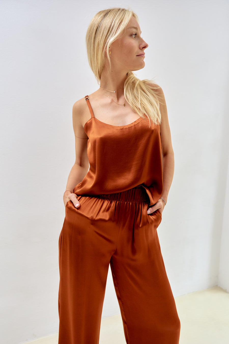 Isabel Spaghetti Sleeves Top Amber Haze