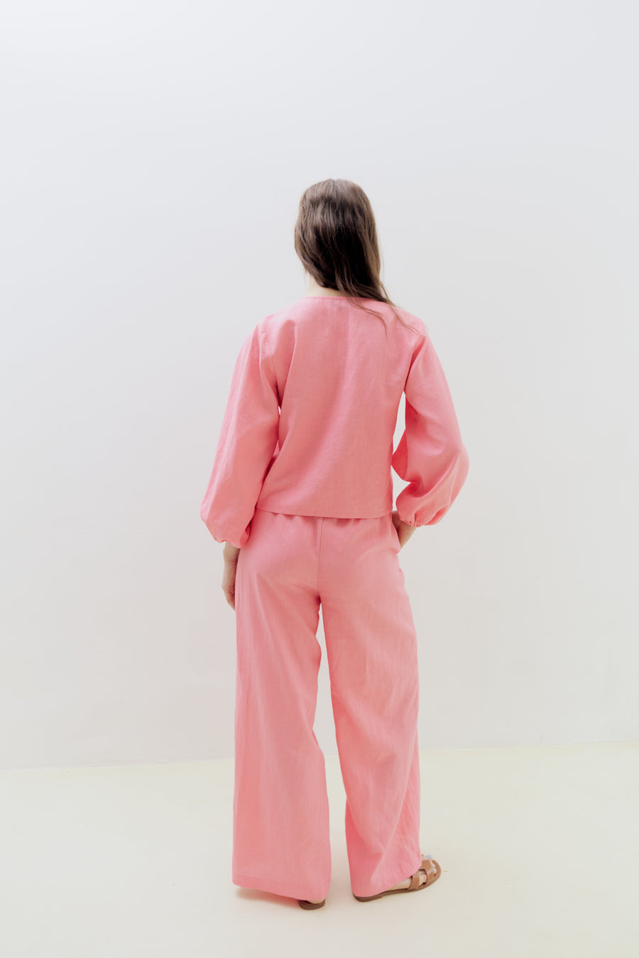 Karizza Straight Pants Coral Linen