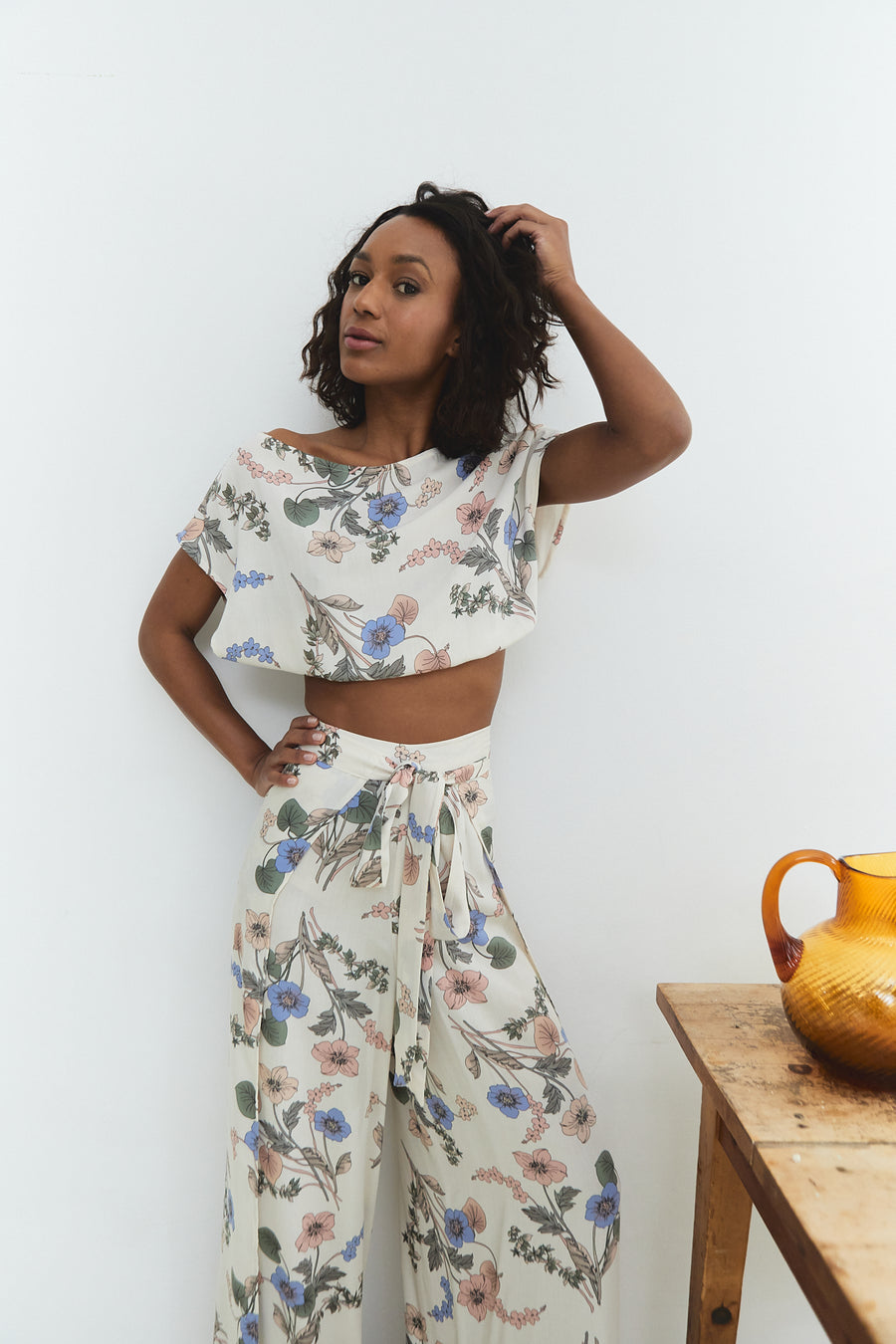 Peekaboo Wrap Pants Flowery