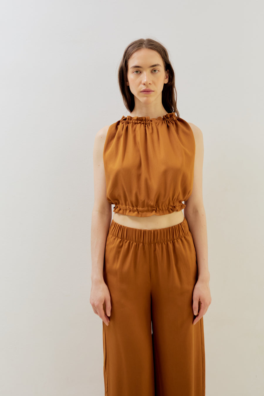 Barb Top Lyocell Orange-Brown