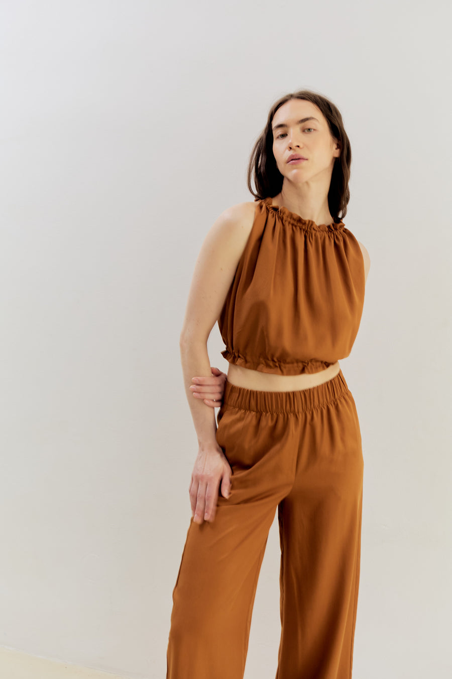 Barb Top Lyocell Orange-Brown