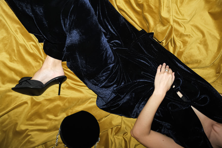 Velvet Set Pants and Vest Dark Blue