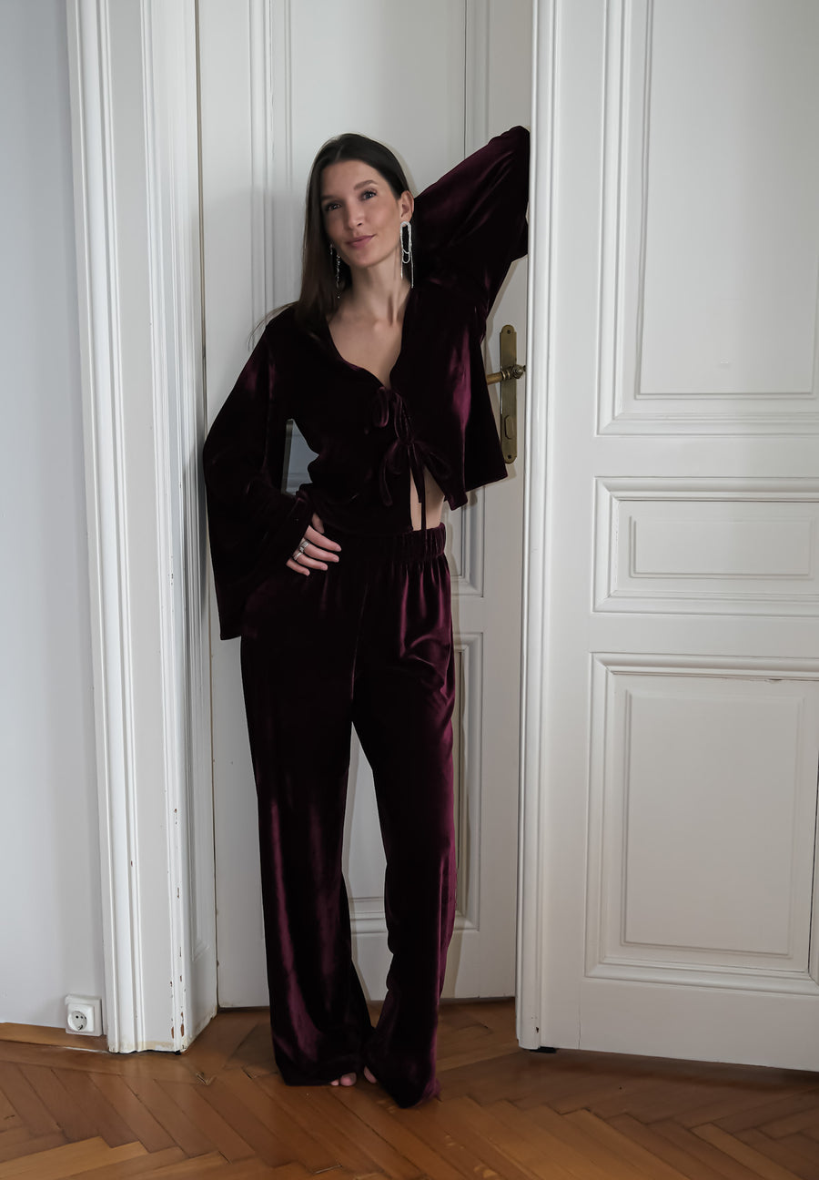 Velvet Set Pants and Blouse Burgundy