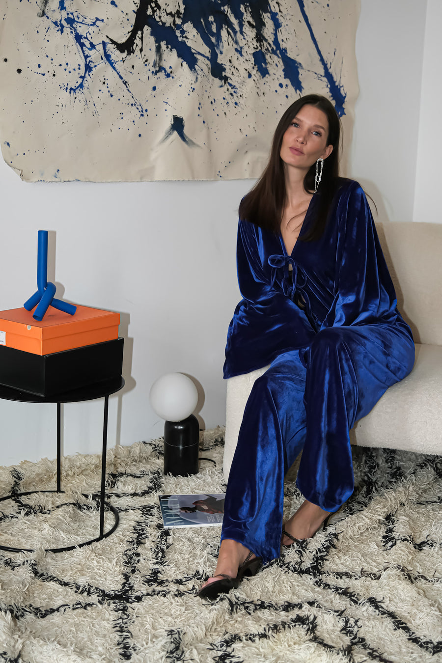 Velvet Set Pants and Blouse Royal Blue