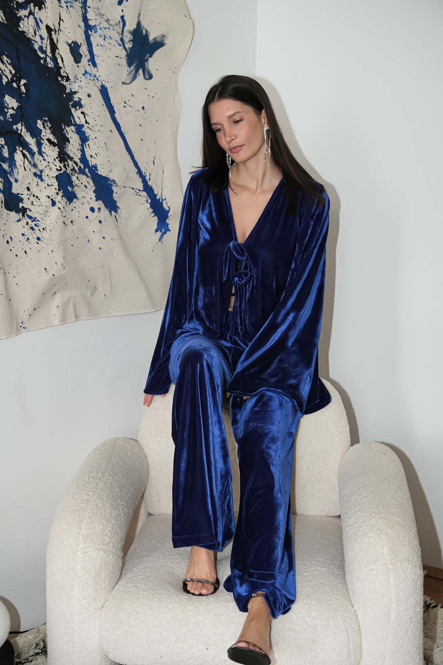 Velvet Set Pants and Blouse Royal Blue