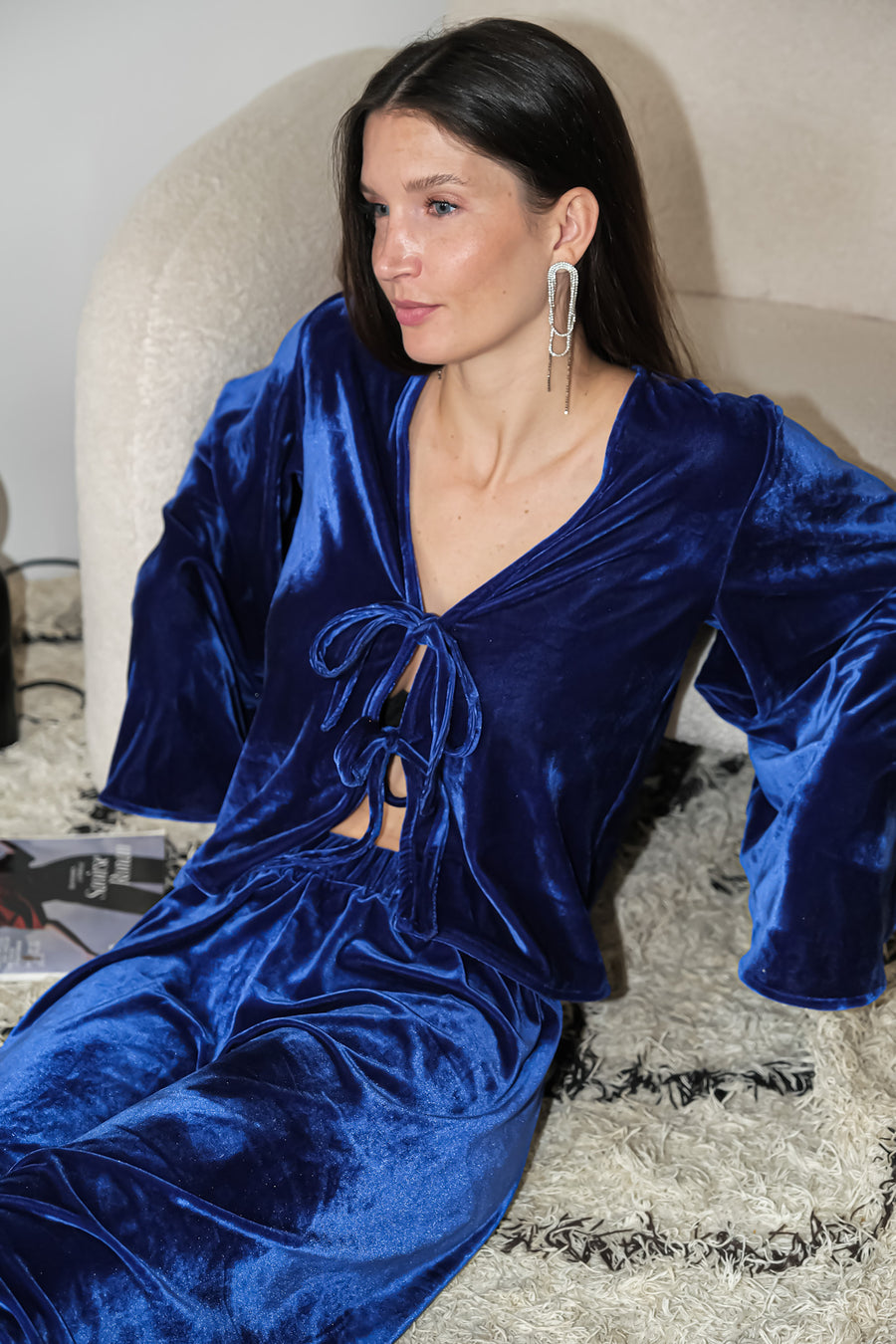 Velvet Set Pants and Blouse Royal Blue