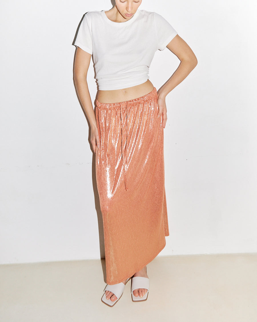 Clara Midi Straight Skirt Shimmery Burnt Orange