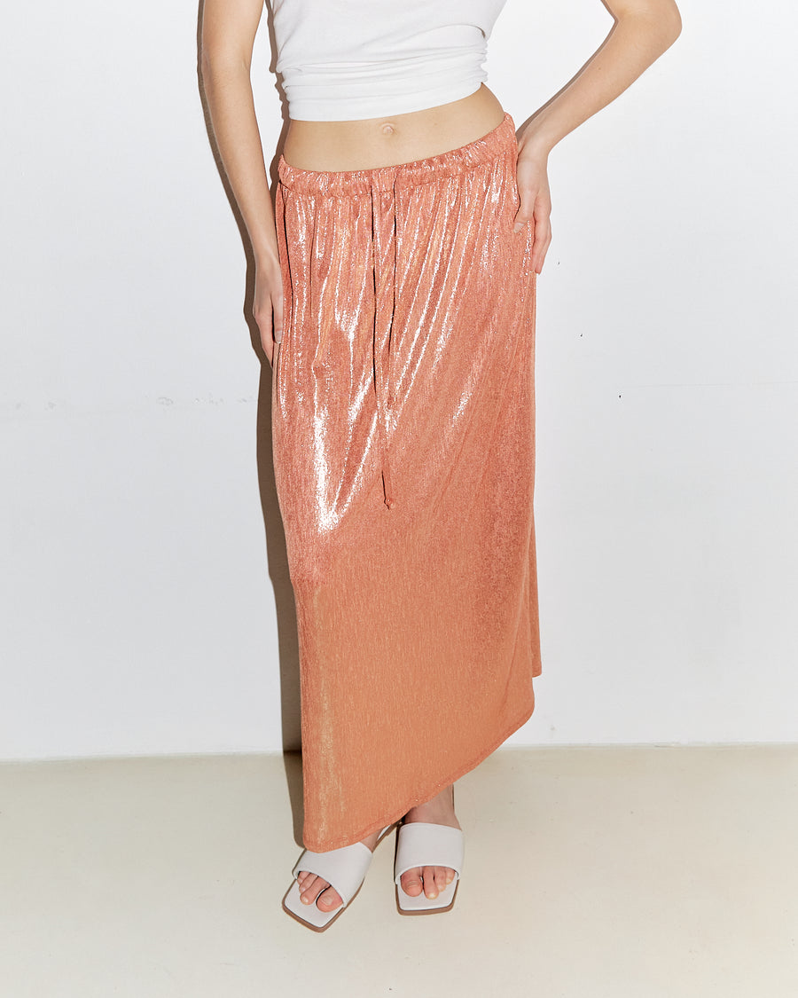 Clara Midi Straight Skirt Shimmery Burnt Orange