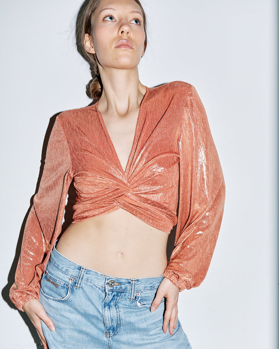 Katja Wrap Blouse Shimmery Burnt Orange