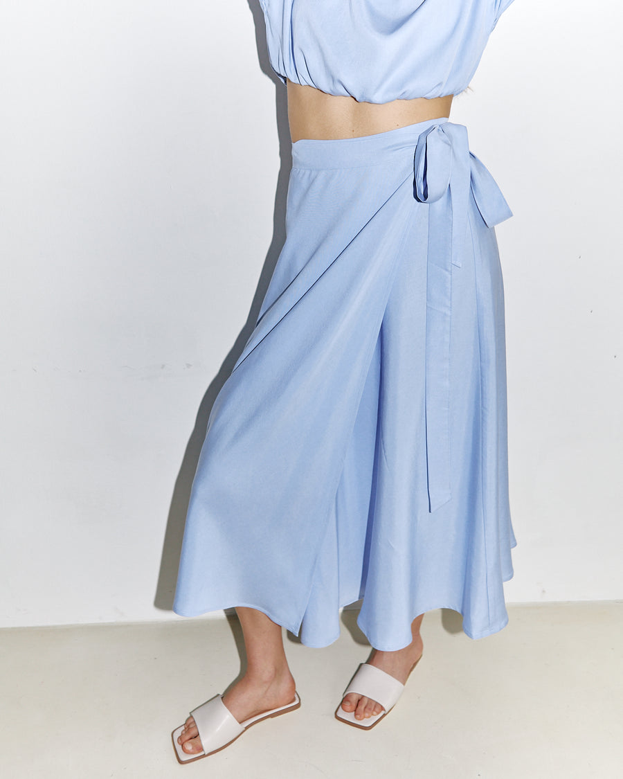 Nina Midi Wrap Skirt Ciel