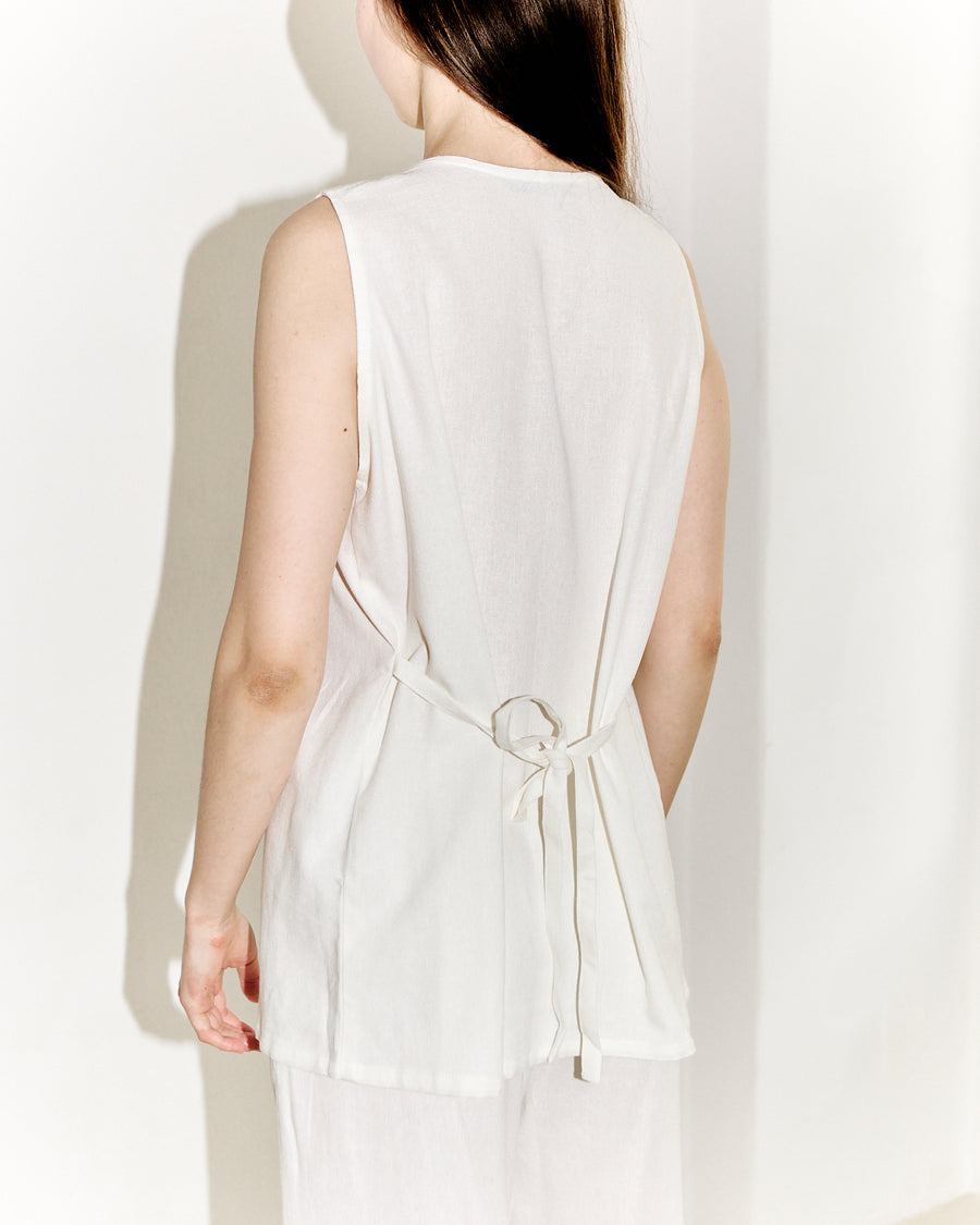 Odette Vest White Linen