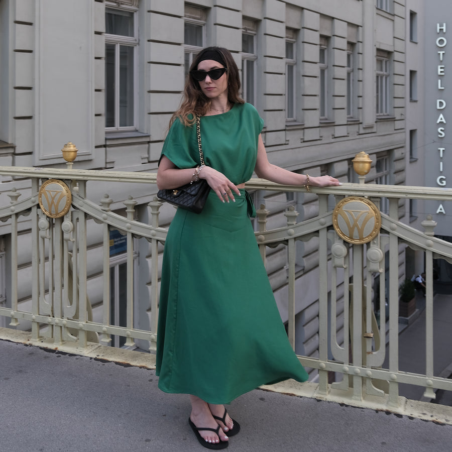 Adina Short Sleeve Crop Top Green