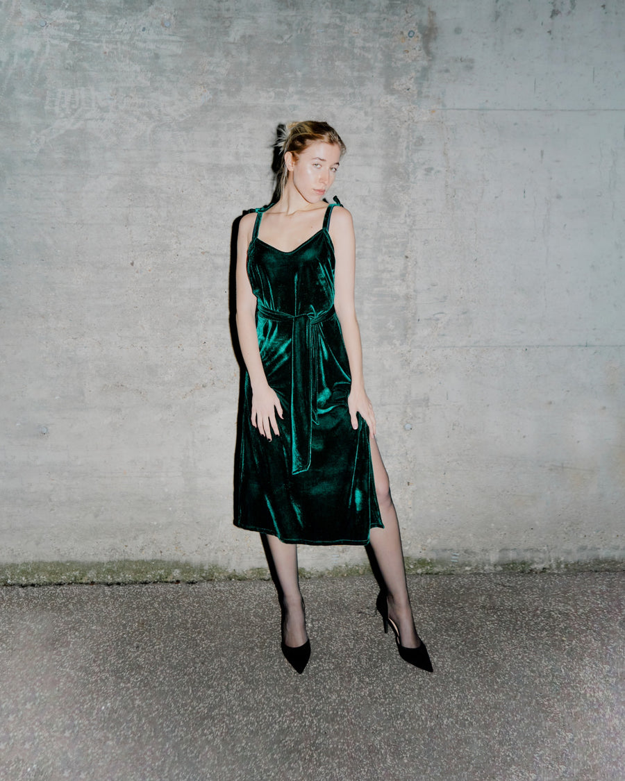 Iri Velvet Dress Emerald Green