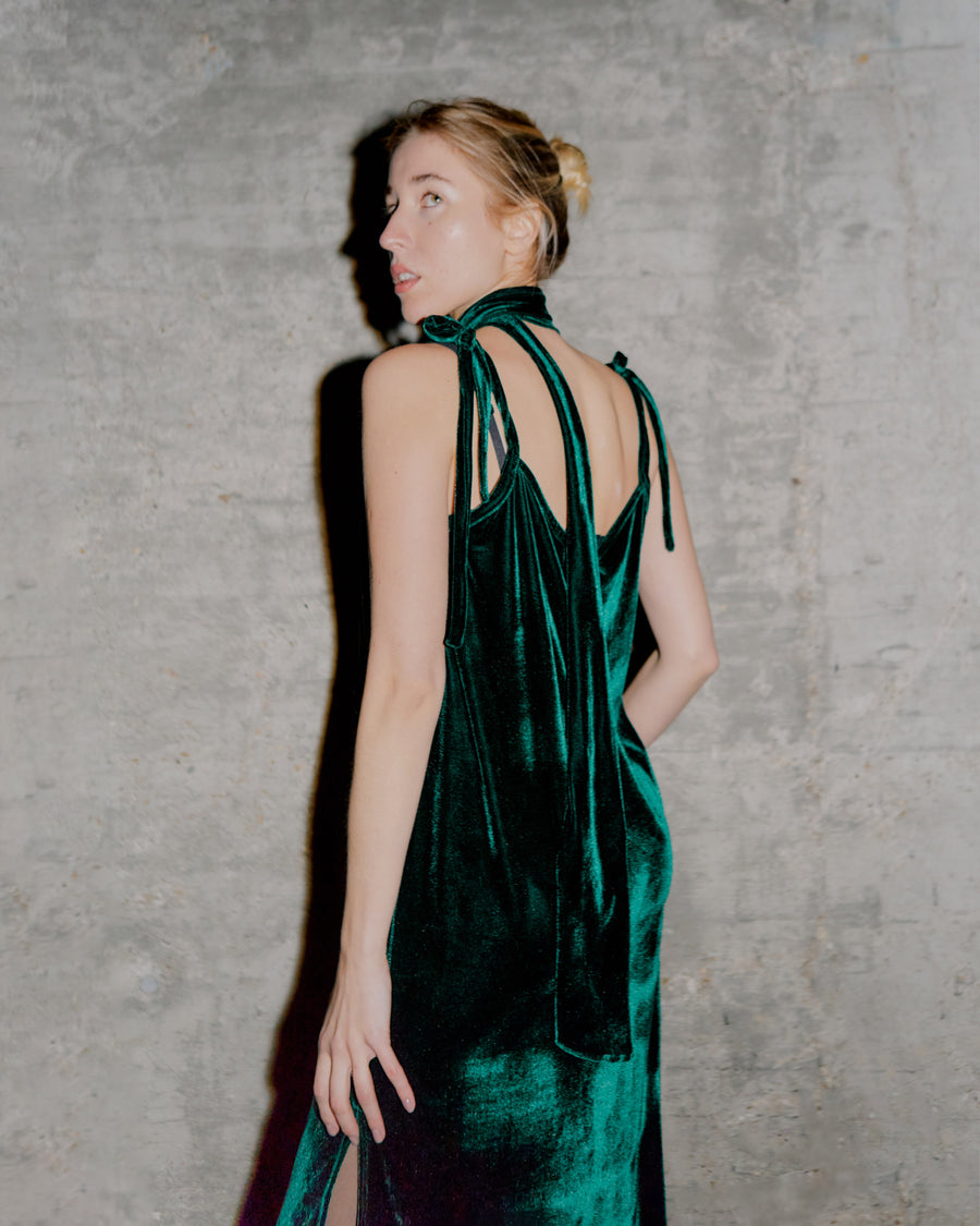 Iri Velvet Dress Emerald Green