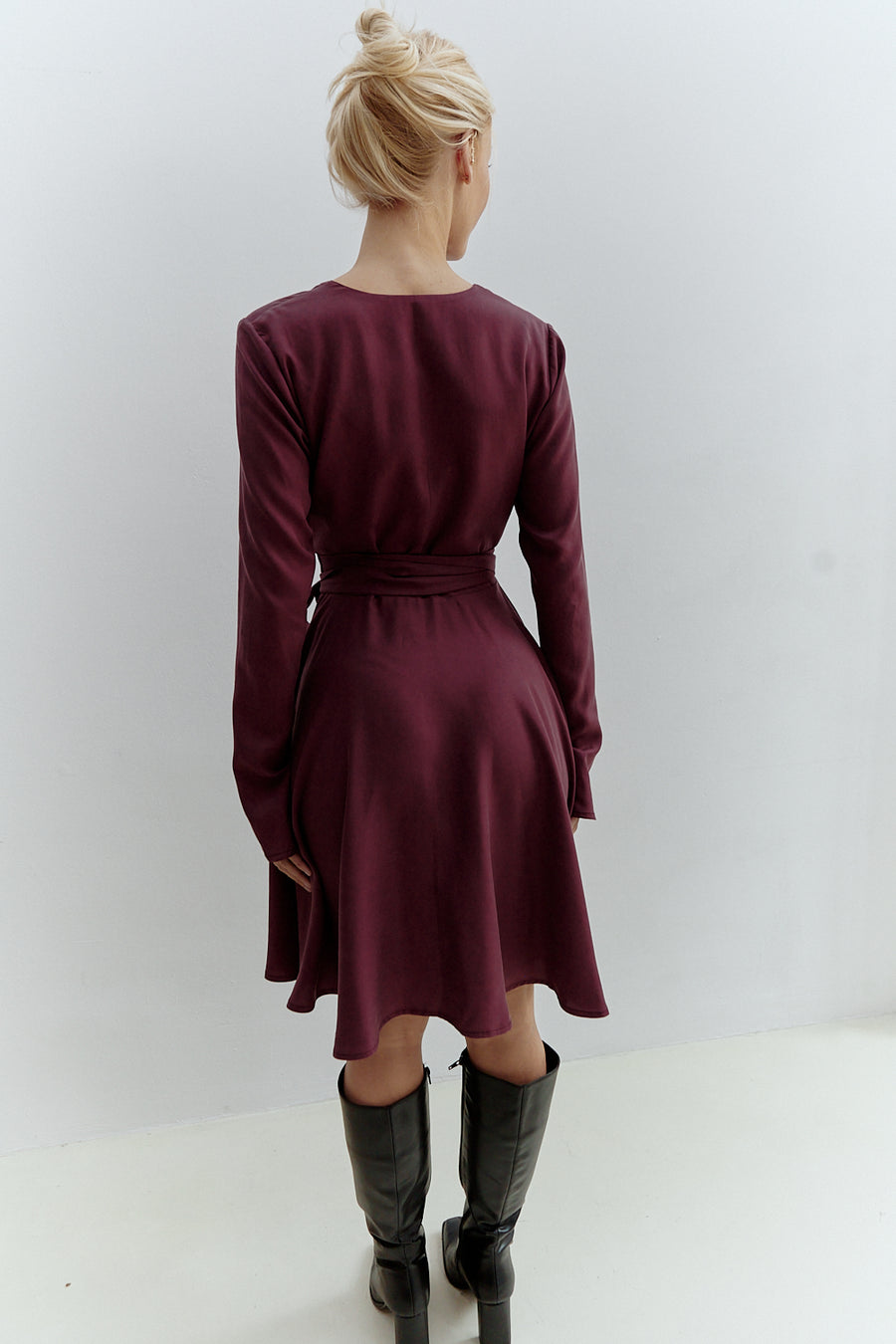 Cora Midi Wrap Dress Burgundy