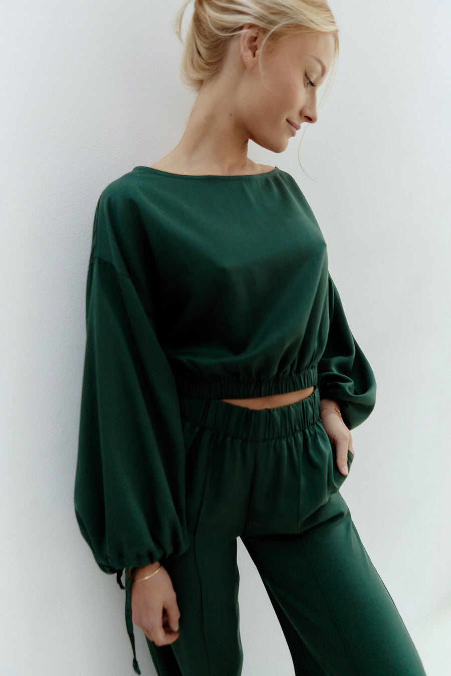 Adina Long Sleeves Blouse Forest Green