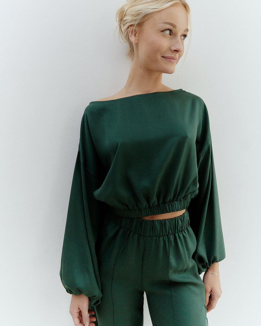 Adina Long Sleeves Blouse Forest Green