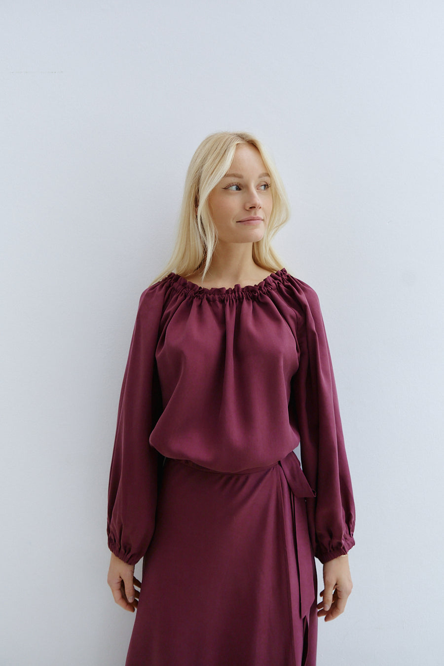 Barb Long Sleeves Blouse Burgundy