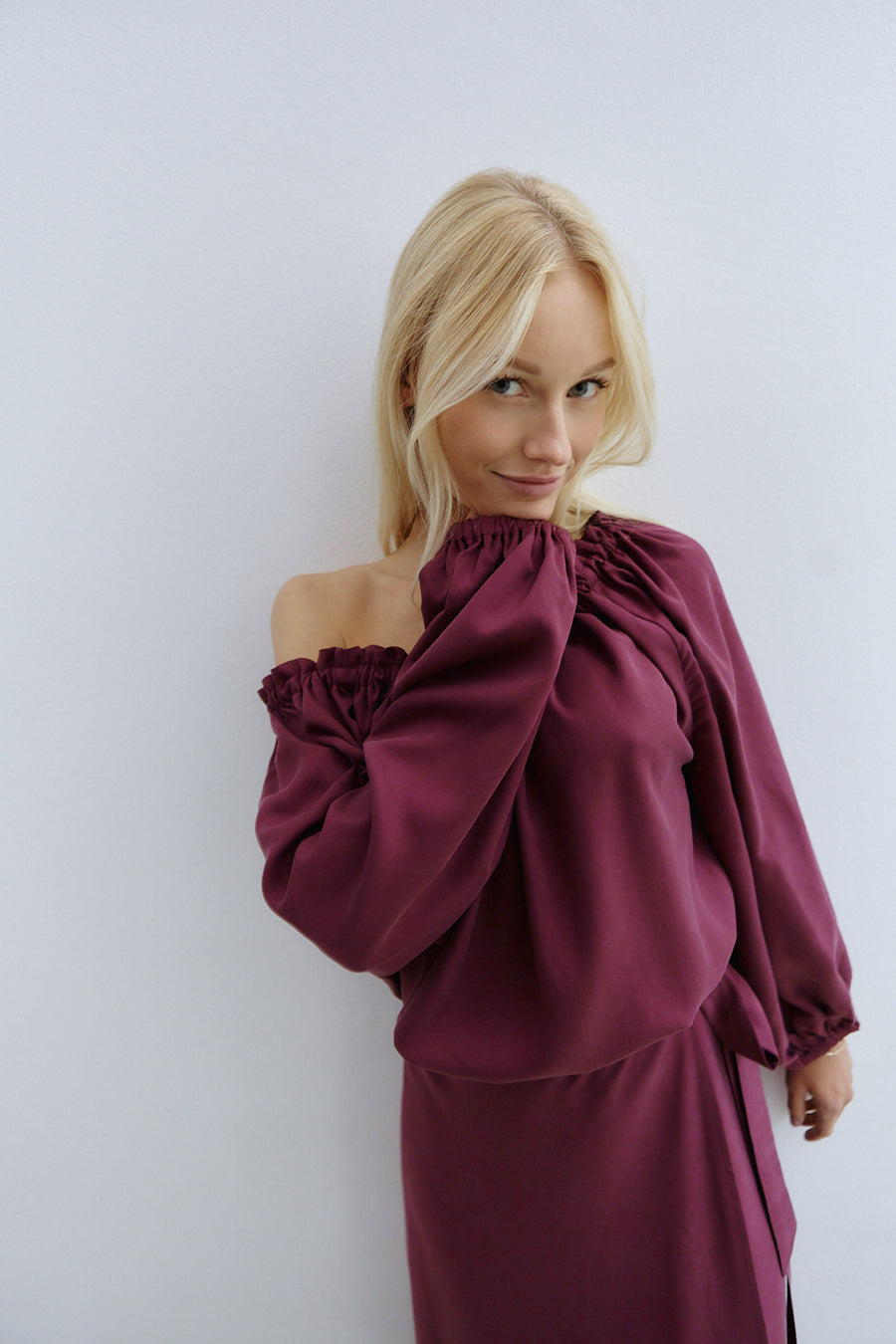 Barb Long Sleeves Blouse Burgundy