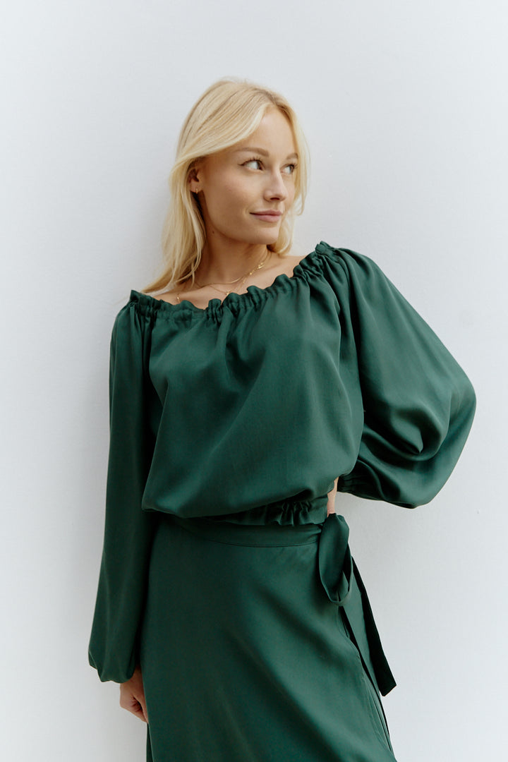 Barb Long Sleeves Blouse Forest Green