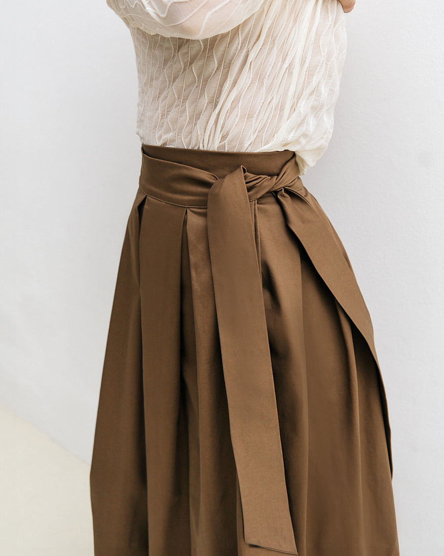 Dolly Midi Wrap Skirt Brown