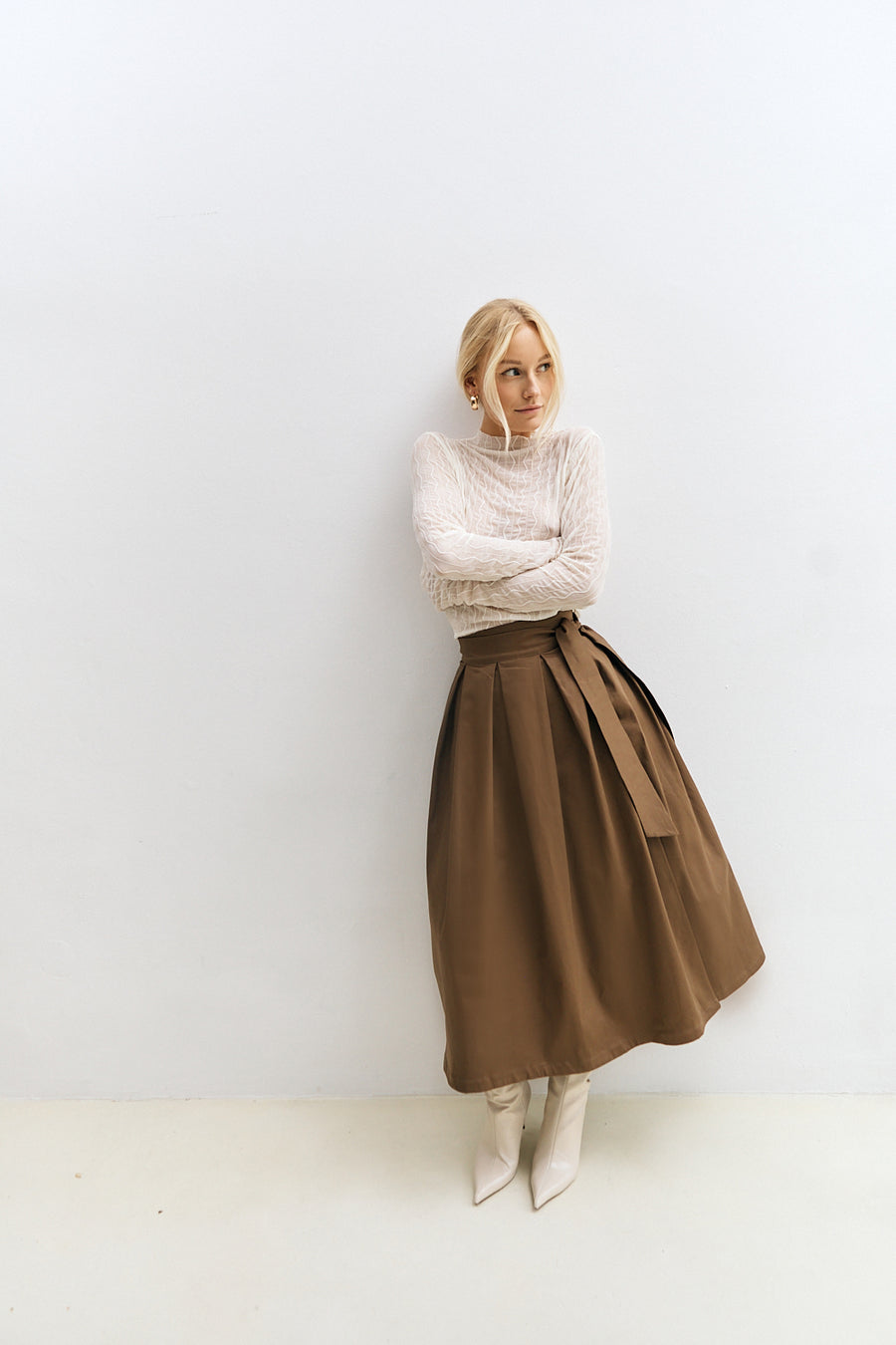 Dolly Midi Wrap Skirt Brown