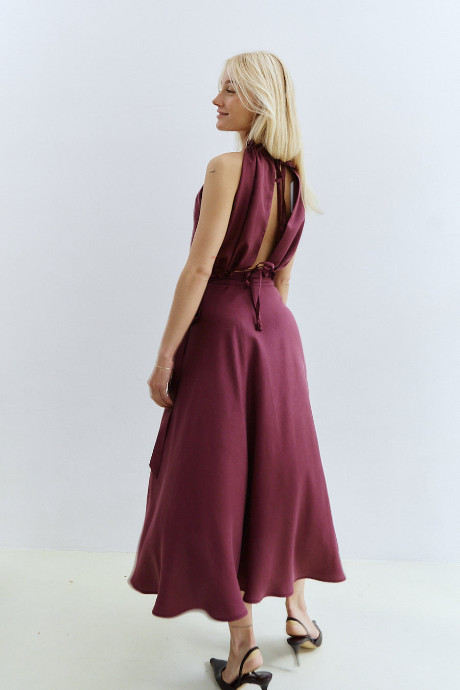 Nina Midi Wrap Skirt Burgundy