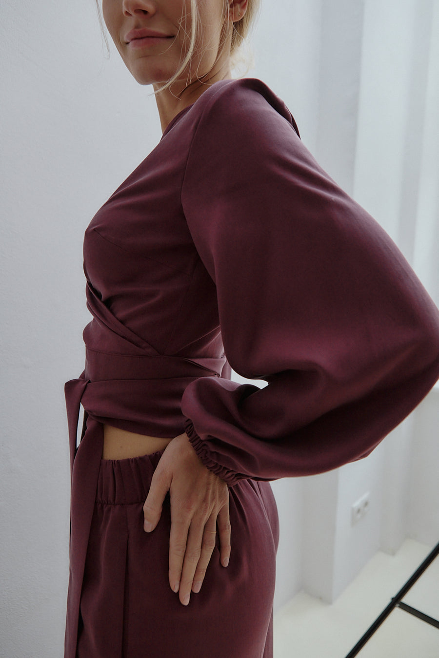 Katja Wrap Blouse Burgundy